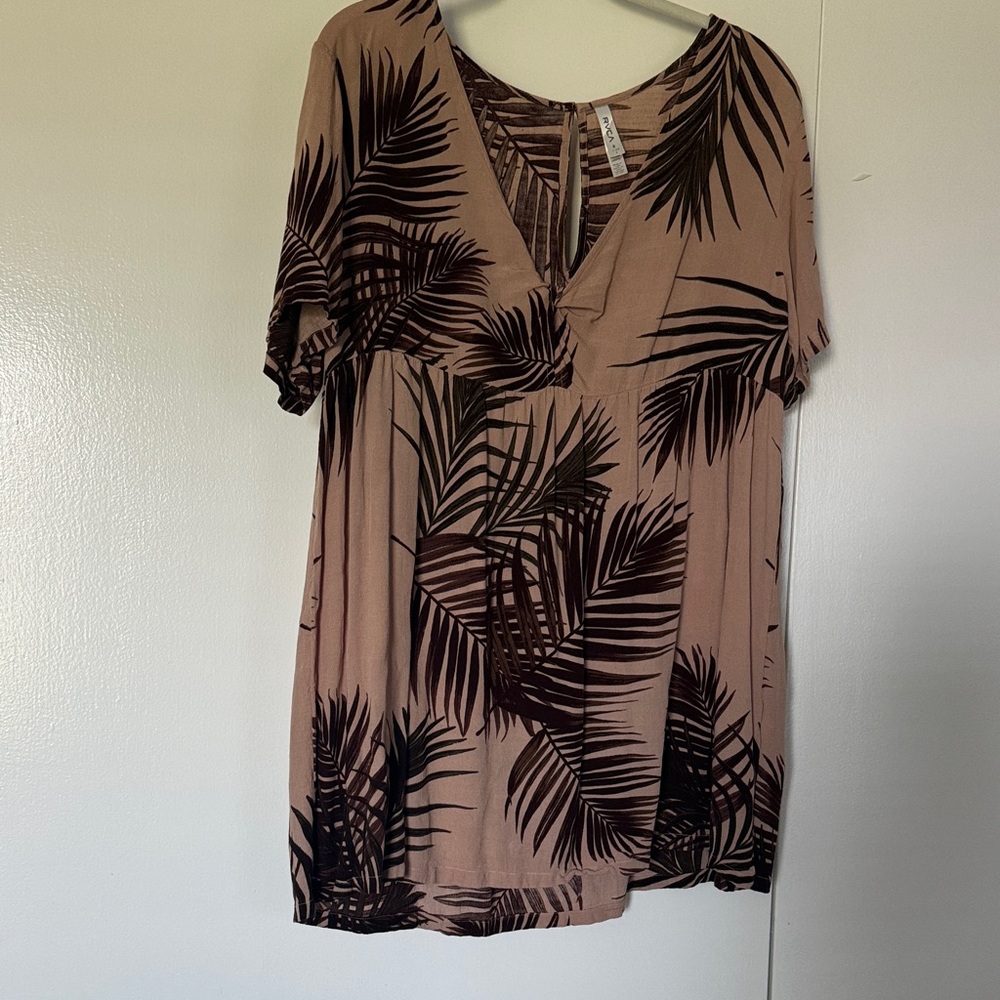 RVCA Tan leaf print dress
